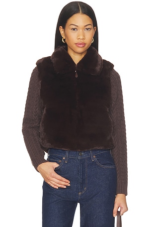 Maia Cropped Fur Cabled Sleeves Sweater Central Park West