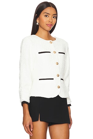 Central Park West Oona Collarless Jacket in White