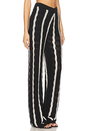 Central Park West Novelty Stitch Midrise Pant in Black