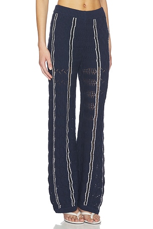 Central Park West Amber Novelty Stitch Sweater Pant in Navy