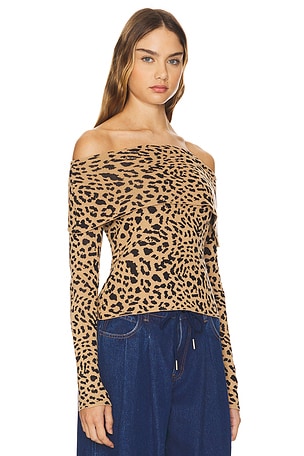 Central Park West Nova Off The Shoulder Top in Tan