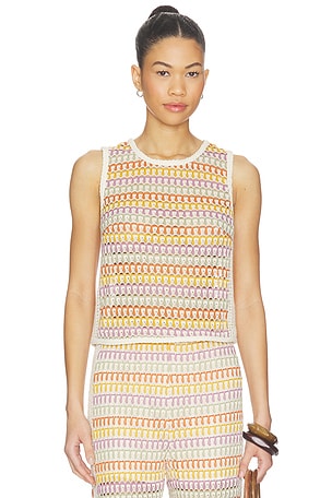 Celine Rainbow Crochet Button Back Shell Central Park West