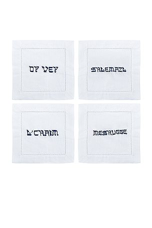 CHEFANIE YIDDISH COCKTAIL NAPKINS SET OF 4 ナプキン Chefanie