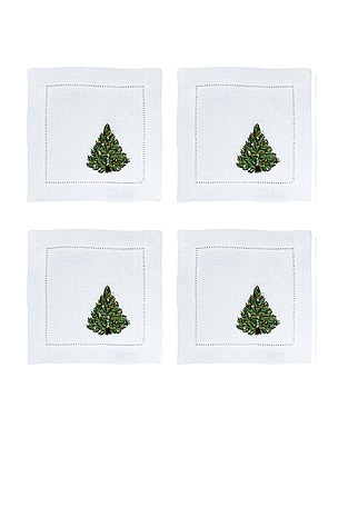 CHEFANIE CHRISTMAS TREE COCKTAIL NAPKINS SET OF 4 ナプキン Chefanie