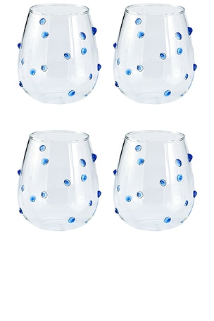 Stemless Blue Dot Glasses Chefanie