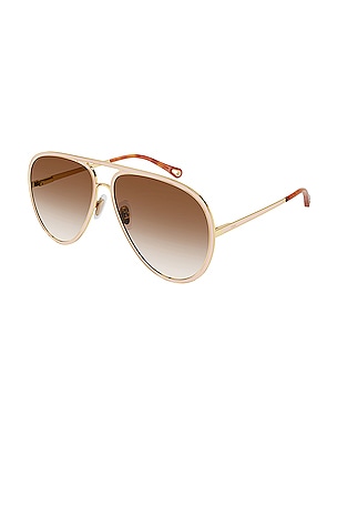 Chloe Vitto Pilot Sunglasses in Metallic Gold