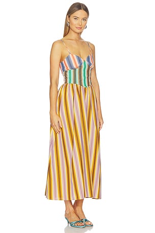 CeliaB Duku Dress in Burnt Orange,Teal