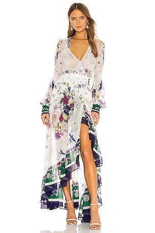 Camilla Blouson Sleeve Wrap Dress in Gentlemo | REVOLVE