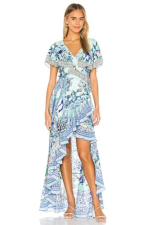 Camilla Frill Sleeve Long Dress in Wings Of Luxor | REVOLVE Camilla Frill Sleeve Long Dress in Wings Of Luxor | REVOLVE