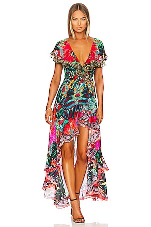 knee length dresses for ladies CAMILLA Women A-Line Ruffle Sleeve Dress - Flowers Of Neptune main image 1