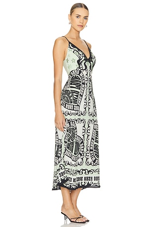 Camilla Slip Midi Dress in Green