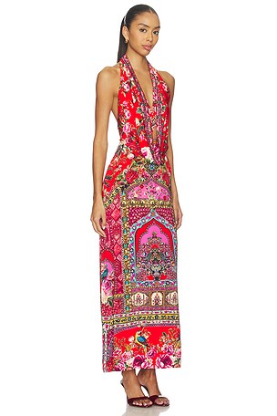 Camilla Deep Cowl Plunge Dress in Red