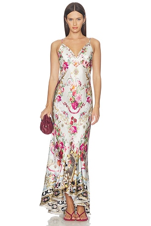 V Neck Slip Dress With Flounce Hem Camilla