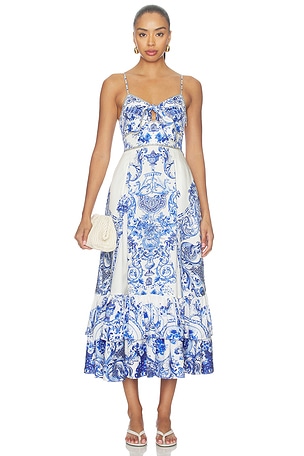 ROBE MI-LONGUE RUFFLE HEM TIE FRONT MIDI DRESS Camilla