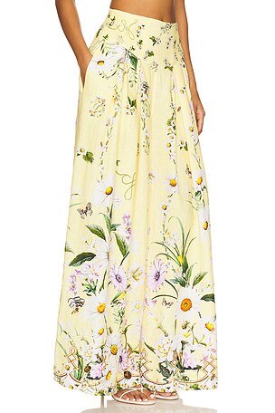 Camilla Corset Waist Wide Leg Pant in Yellow. Size M. Also