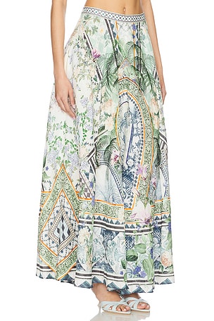 Camilla Maxi Skirt in Green,Ivory