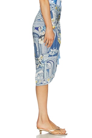 Camilla Woven Short Sarong With Tassels in Blue