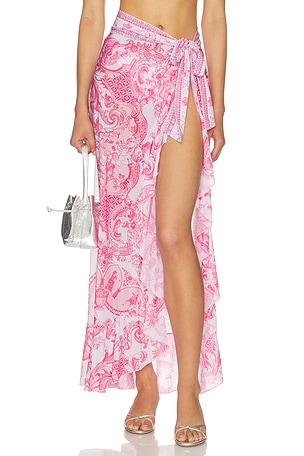Long Sarong With Tie Waist And Frill Edge Camilla