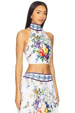 Camilla Halter Tie Back Top in White