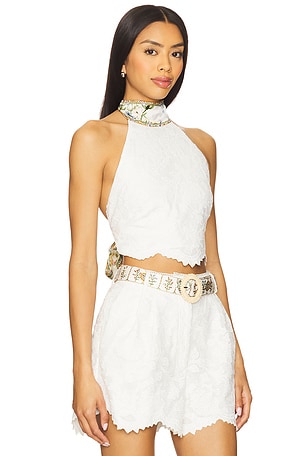 Camilla Halter Tie Back Top in White