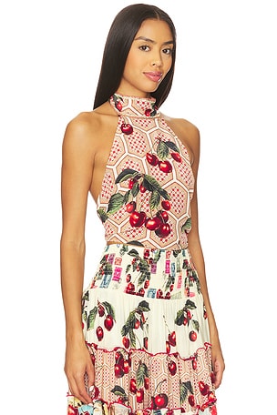 Camilla Halter Tie Back Top in Cream