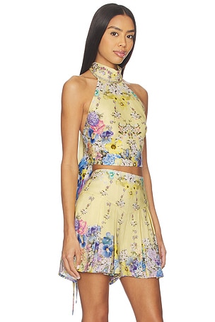 Camilla Halter Tie Back Top in Yellow