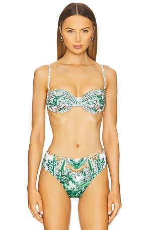 Ruched Underwire Bikini Top With Removable Straps in Corridor Of Calm Camilla