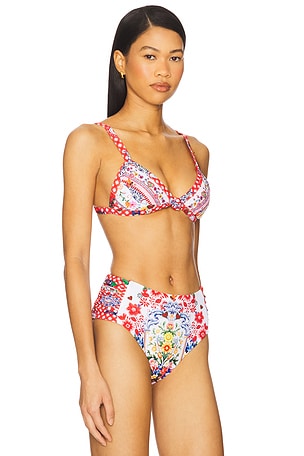 Camilla Knot Front Tri Bikini Top in Red