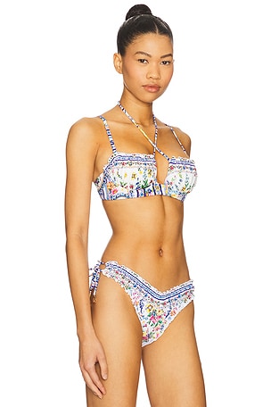 Camilla Ruched Underwire Tie Bikini Top in Blue