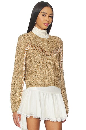 Cinq a Sept Bugle Fringe Lisabeth Cardigan in Neutral