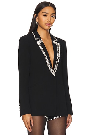 Cinq a Sept Rhinestone Chain Karlie Blazer in Black