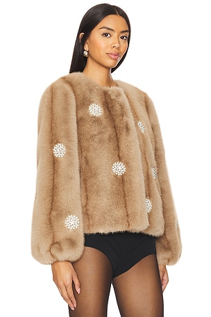 Cinq a Sept Faux Mink Benson Coat in Brown