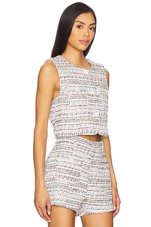 Cinq a Sept Auden Vest in Ivory,Fuchsia