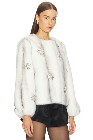 Cinq a Sept Faux Mink Benson Coat in Ivory. Size S. Also