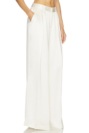 Cinq a Sept Georgia Satin Stripe Marne Pant in Ivory