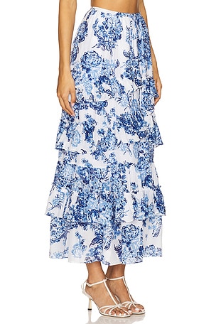 Cinq a Sept Costal Bouquet Kandra Skirt in Blue. Size 8. Also