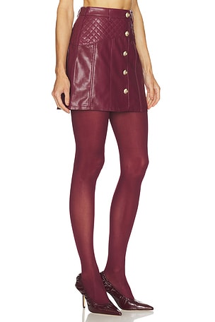Cinq a Sept Faux Leather Claudia Skirt in Burgundy. Size 6. Also