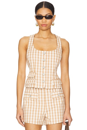 Gingham Denim Lovina Top Cinq a Sept