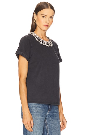 Cinq a Sept Necklace Washed Shrunken Tee in Charcoal