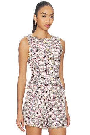 Cinq a Sept Wildflower Tweed Camen Vest in Ivory,Red