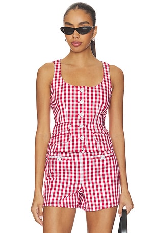 Mini Gingham Denim Lovina Top Cinq a Sept