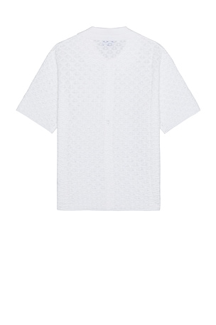 Coney Island Picnic Crochet Knit Button Polo in White