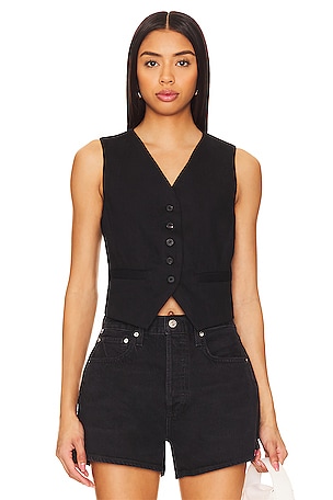 💻 MODEL OFF DUTY DROP  small black velvet twist vest top – remass