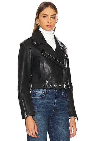 Citizens of Humanity Kindra Cropped Moto Jacket in Black