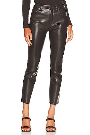 Jolene high-rise slim-fit leather-blend pants in brown - Citizens