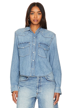 Citizens of Humanity Cropped Western Shirt in Denim-Light