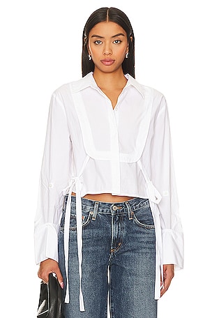 Cinq a Sept Cropped Mckenna Top in Ivory