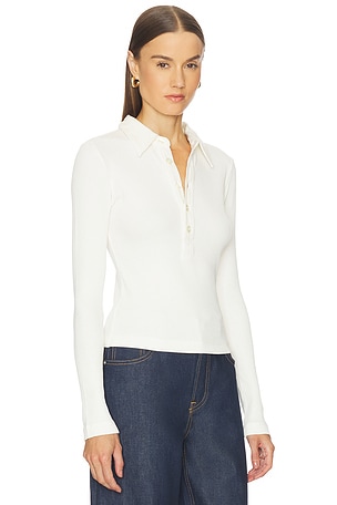 Citizens of Humanity Long Sleeve 60's Polo in Ivory