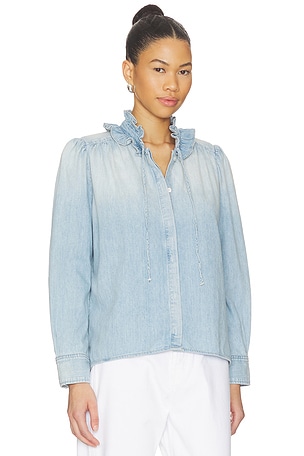 Citizens of Humanity Calista Frill Collar Shirt in Blue