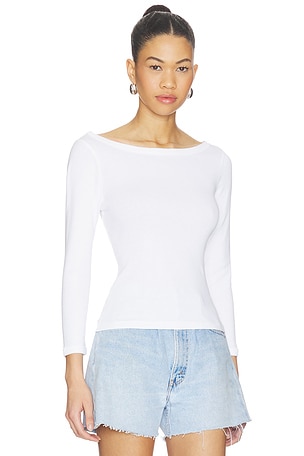 Citizens of Humanity Boat Neck Slim Tee in White